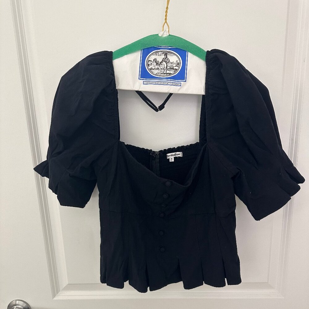 Reformation Linen Puff Sleeve Top